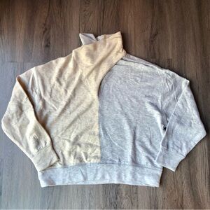 Fifteen Twenty Turtleneck Sweatshirt Women's Medium Two-Tone Gray Tan Modal